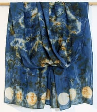 Image 2 of Moon on water - indigo and rust silk scarf