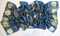 Image 4 of Moon on water - indigo and rust silk scarf