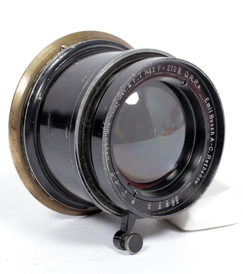 Image of Busch Bis Telar Series II G. Rathenow 270mm F7 lens brass vintage + flange #8824