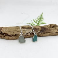 Image 4 of Moss Green Sea Glass in Sterling Silver w/Open Back on a Silver Chain