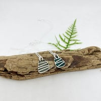 Image 4 of Turquoise Sea Glass in Sterling Silver w/Open Back on a Silver Chain