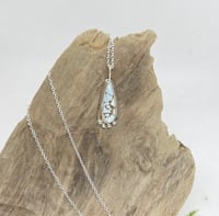 Image 2 of Gobi Turquoise Long Teardrop in Hammered Sterling Silver necklace