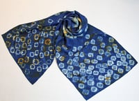 Image 3 of Circle in a Square - rust and indigo silk scarf