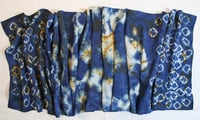 Image 2 of Circle in a Square - rust and indigo silk scarf