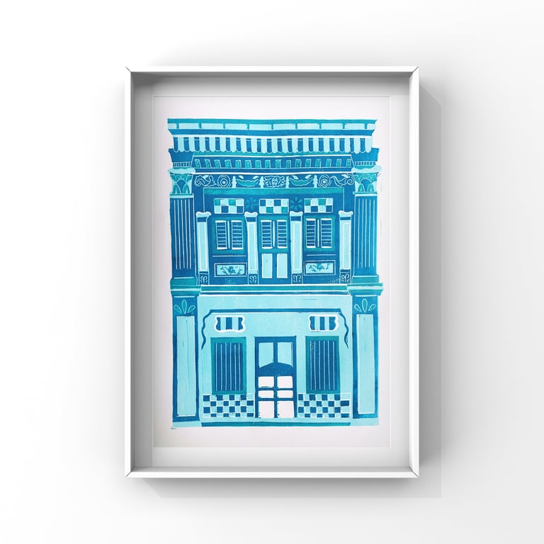Singapore Shophouse (Handmade relief print: limited edition) Image 2