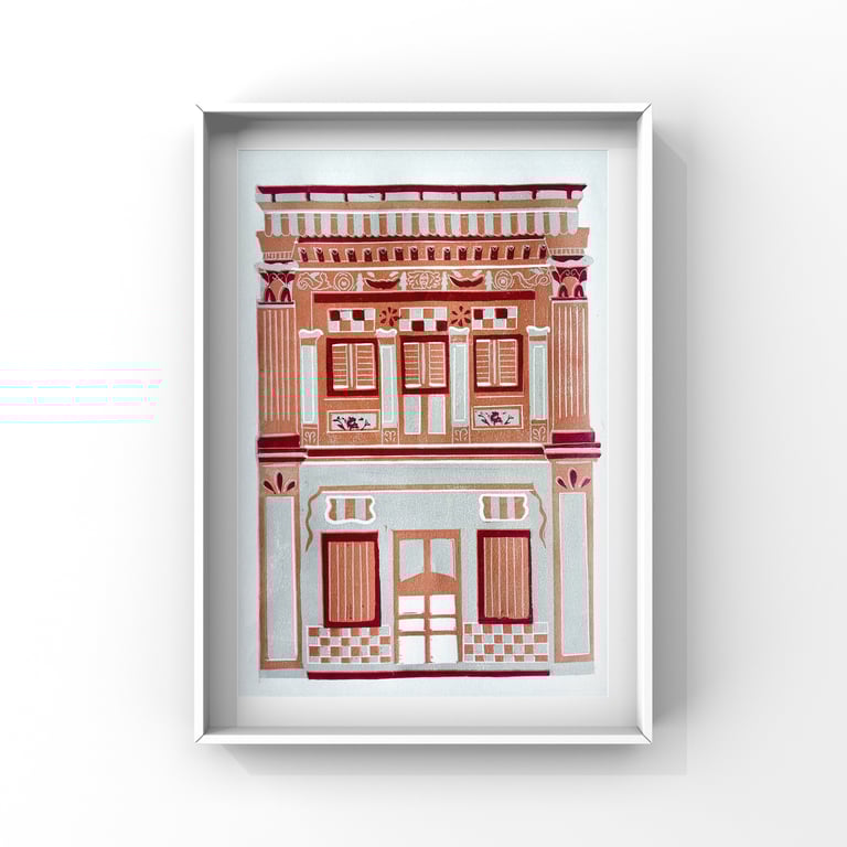 Singapore Shophouse (Handmade relief print: limited edition) Image 4