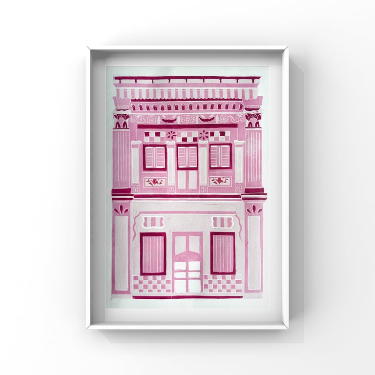 Singapore Shophouse (Handmade relief print: limited edition) Image 5