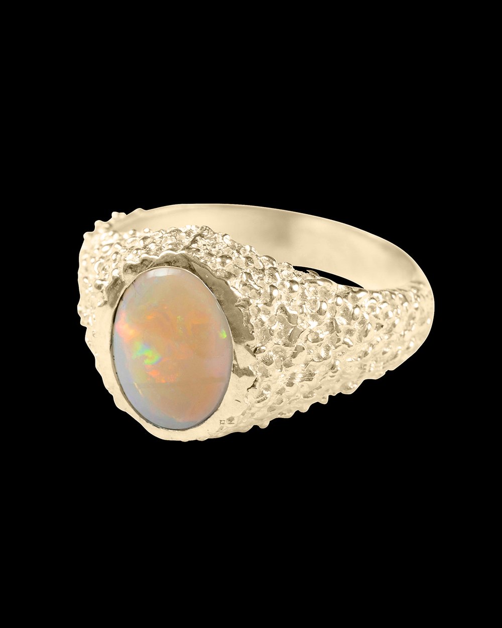 Image of GOLD WHITE OPAL ORE RING 