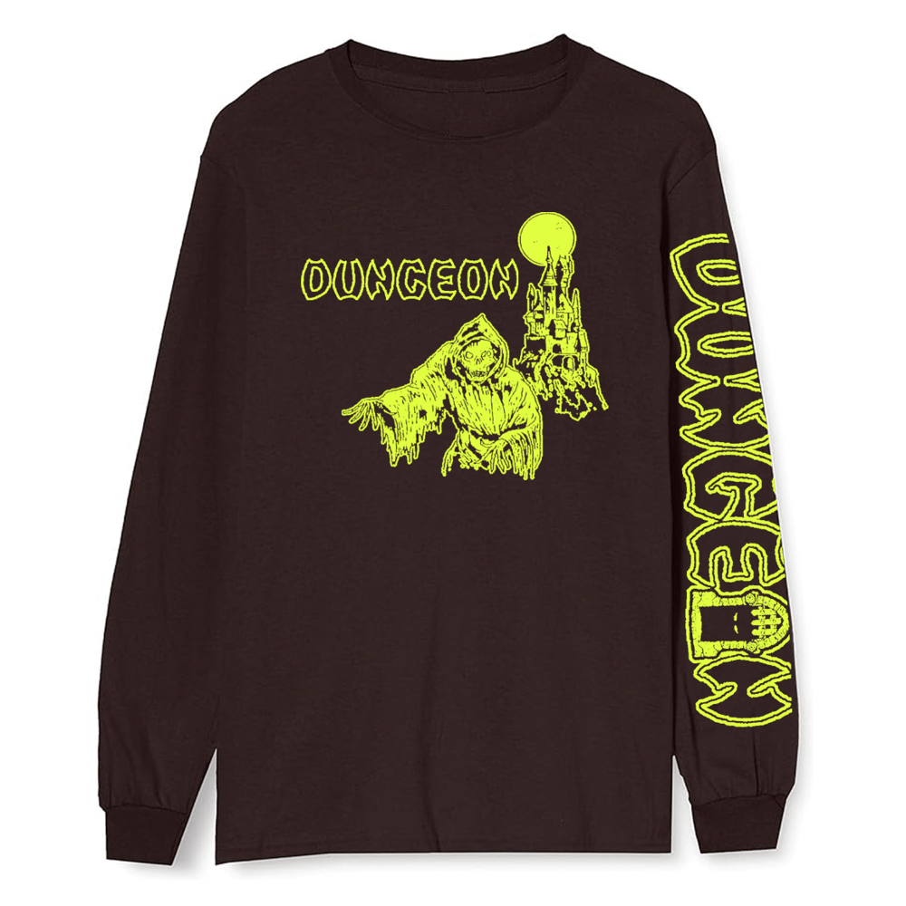 Image of 'TOWER' - LONG SLEEVE - CHOCOLATE & SAFETY YELLOW 