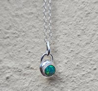 Image 3 of Silver Nugget Necklace  - with Green Opal 