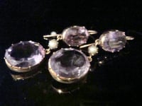 Image 3 of VERY LARGE VICTORIAN 9CT NATURAL AMETHYST YELLOW GOLD EARRINGS FINE QUALITY