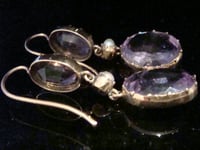 Image 2 of VERY LARGE VICTORIAN 9CT NATURAL AMETHYST YELLOW GOLD EARRINGS FINE QUALITY