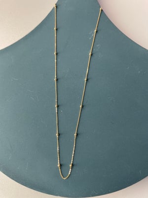 Solid 14k Cable Chain with Round Beads 18"