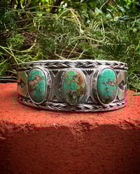 Image 2 of WL&A Handmade Ingot Royston Greens Arrowhead Cuff - Size 7.25 to 7.5 Wrist