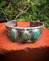 Image 1 of WL&A Handmade Ingot Royston Greens Arrowhead Cuff - Size 7.25 to 7.5 Wrist