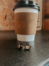 Image 1 of Steaming Hot Coffee Cup Stud