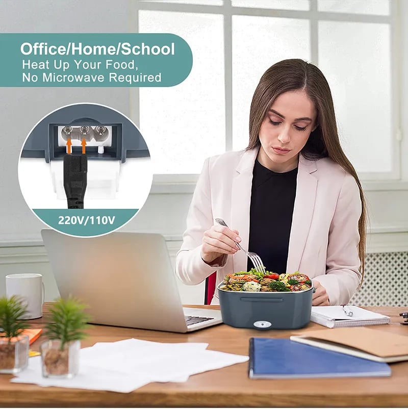 Portable Car Electric Heating Lunch Box With Leak Proof Warmer And Heated Stainless Steel Container 