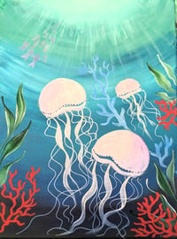 Image 1 of Floating Jellyfish workshop - Acrylic on Canvas
