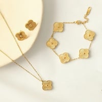 Image 1 of 18K Gold Plated Stainless Steel Necklace, Bracelet, Earrings Set