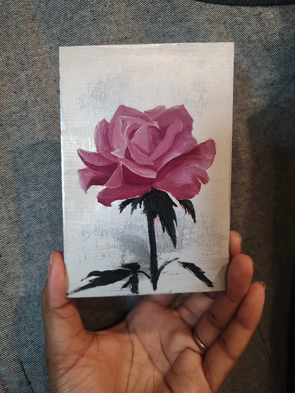 Image of Pink Rose on Aluminum