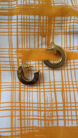 Image of Vintage gold toned square edged hoops 