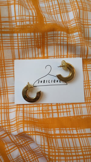 Image of Vintage gold toned square edged hoops 