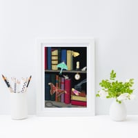Image 3 of "Moth Bitten Library" Hand-Embellished Postcard Print