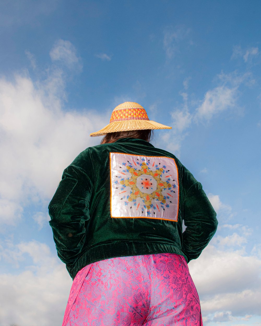 WOMEN'S CIRCLE green velvet jacket