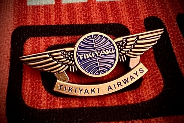 Image of Tikiyaki Airways Pilot Wings  Lapel Pin - Antique Gold