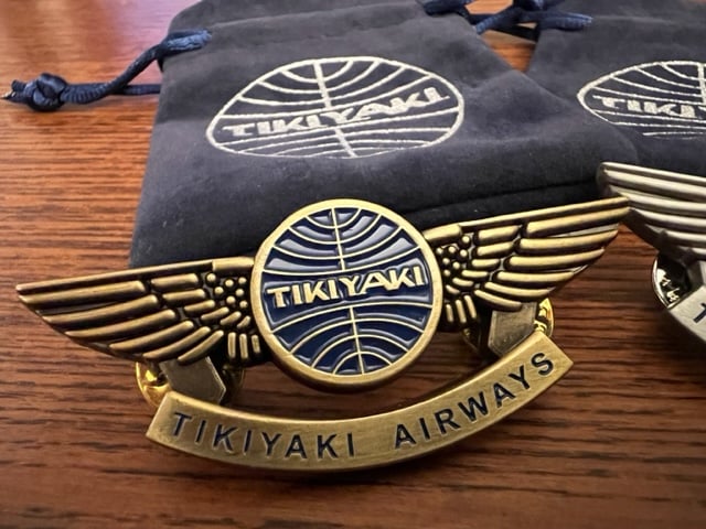 Image of Tikiyaki Airways Pilot Wings  Lapel Pin - Antique Gold