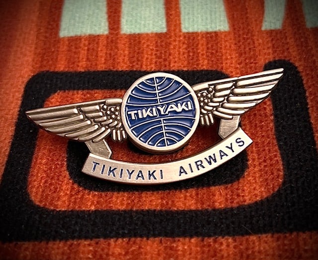 Image of Tikiyaki Airways Pilot Wings  Lapel Pin - Antique Silver