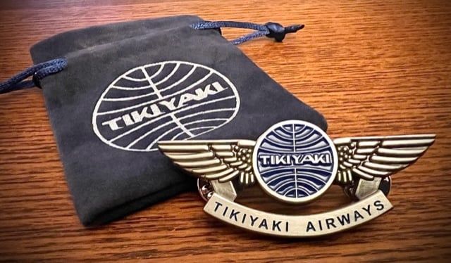 Image of Tikiyaki Airways Pilot Wings  Lapel Pin - Antique Silver