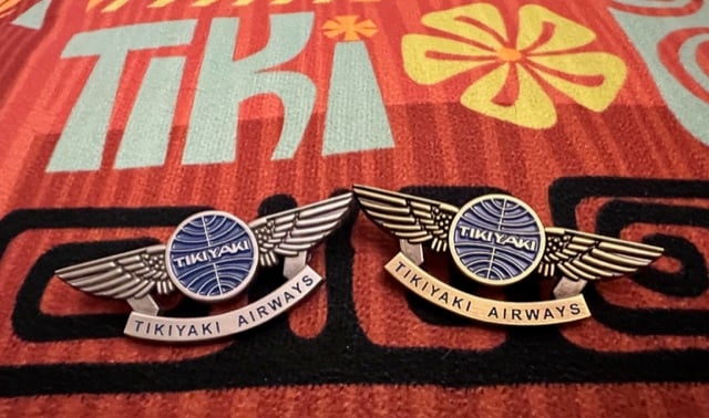 Image of Tikiyaki Airways Pilot Wings  Lapel Pin - Antique Silver