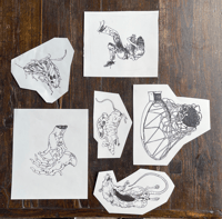COLLECTION of 6 smaller drawings on paper