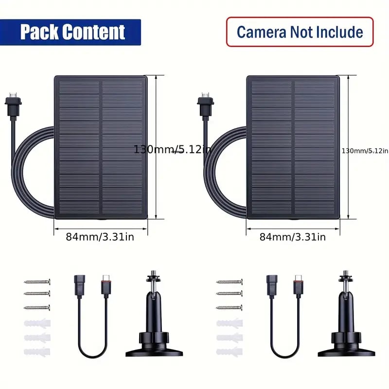 SolarGlow™ 2W Solar Panels: Perfect for Blink XT/XT2, Outdoor, and SimpliSafe Cameras