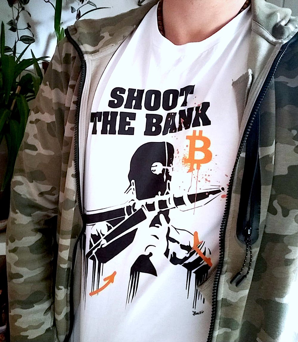 TEE SHIRT SHOOT THE BANK x BITCOIN. By JPMalot