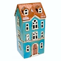 Image 2 of Tealight Houses - Green and Blue