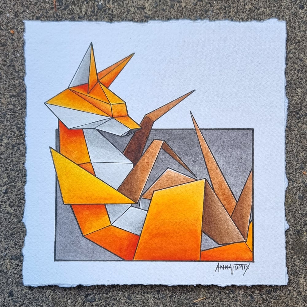 Image of "Box fox #1" original watercolour