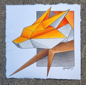 Image of "Box fox #2" original watercolour 
