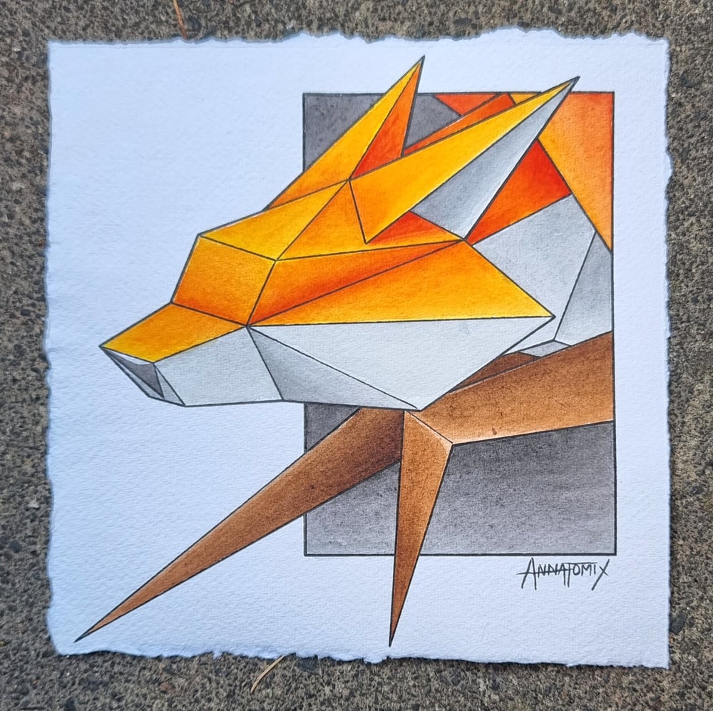 Image of "Box fox #2" original watercolour