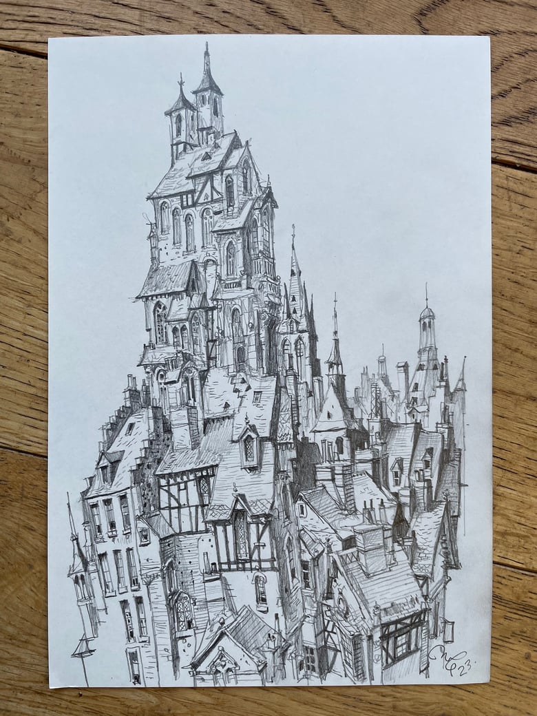 Image of "Cnoc Carn Towers" original artwork.