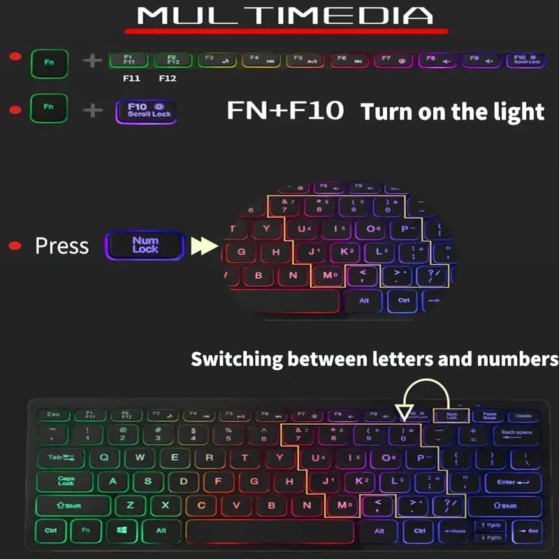 LuminX RGB Wired Keypad: Professional USB Illumination for Home Office Desktops