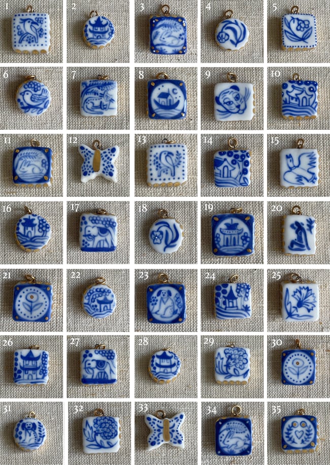 MEDAILLONS PORCELAINE BLEU