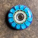 Image of Turquoise and Green Floral Disk Bead