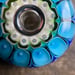 Image of Turquoise and Green Floral Disk Bead