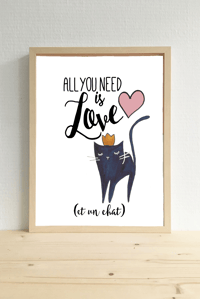 Affiche All You Need is Love et un chat