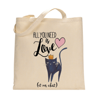 Totebag All You Need Is Love Et Un Chat