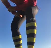 Image 1 of Bee's Knees Compression High Running Socks in Yellow + Black 