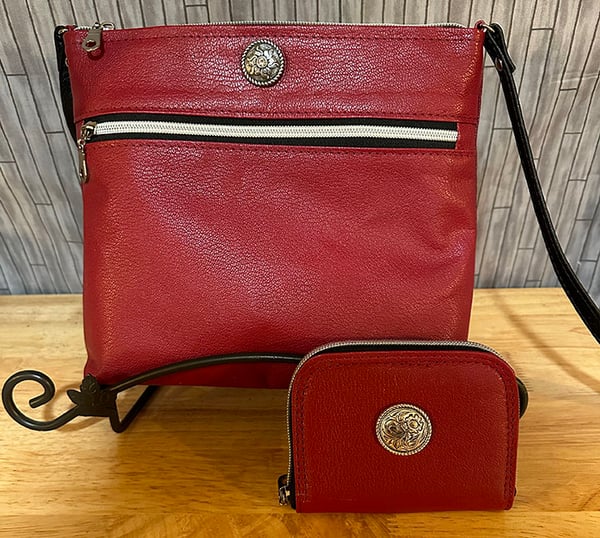 Image of Red Casey Crossbody with mini wallet