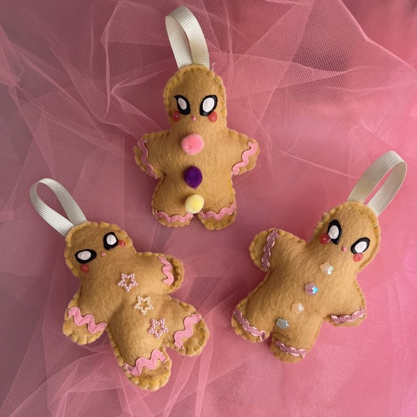 Image of Handsewn Felt Gingerbread Ornaments